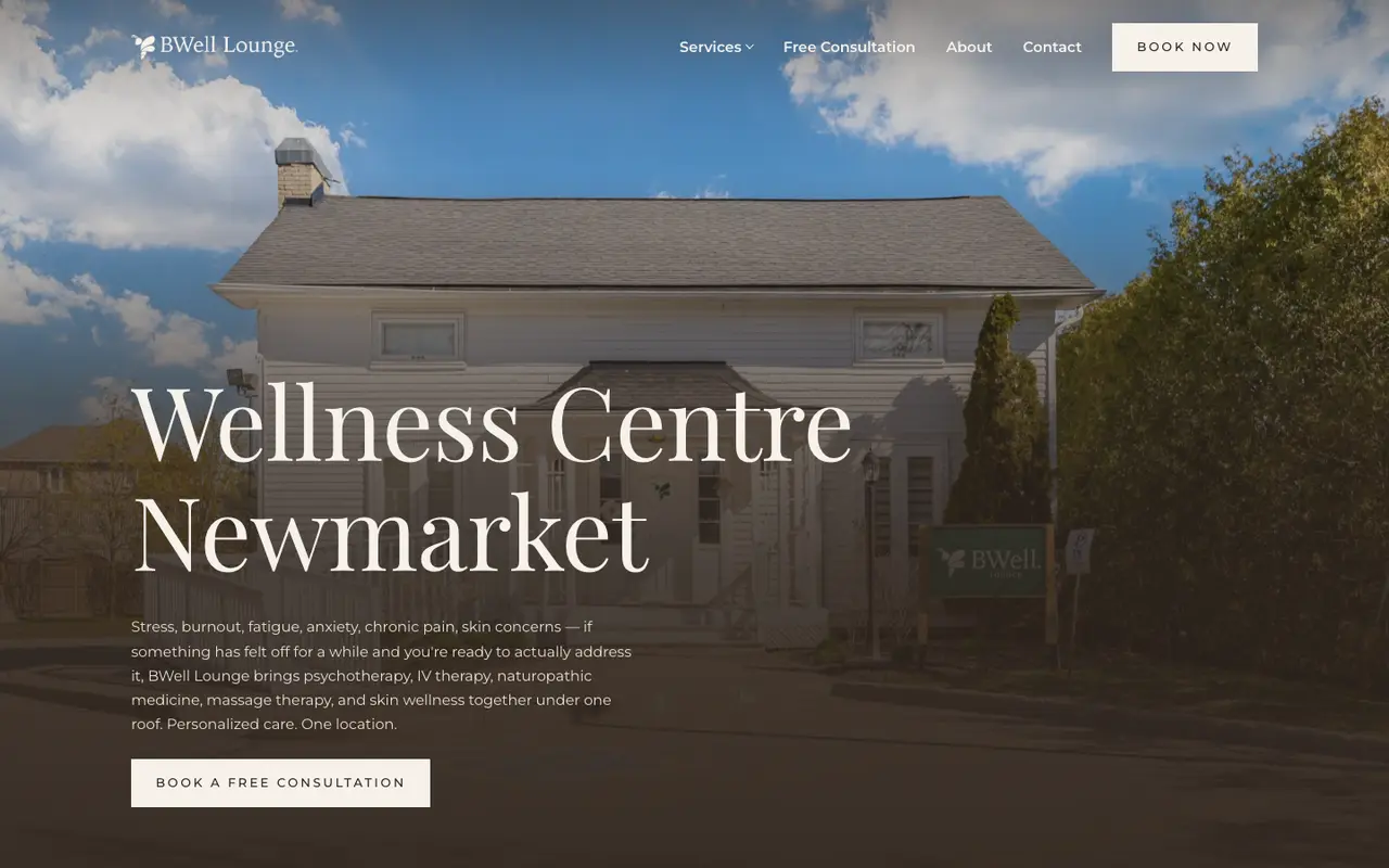 The BWell Lounge homepage we built